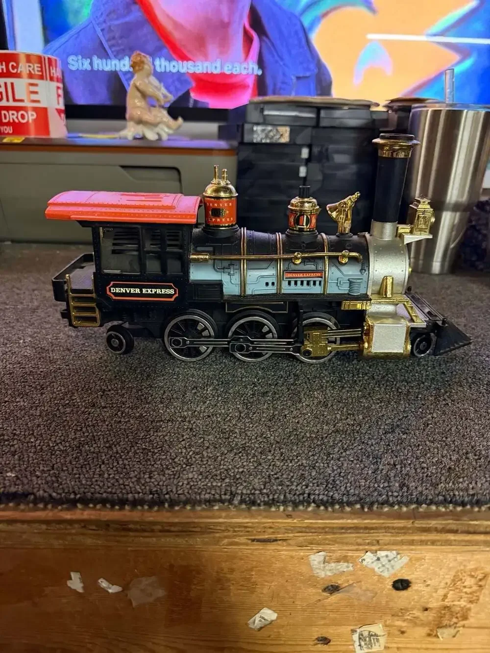 Vintage 1986 New Bright Denver Express Steam Locomotive Train Engine